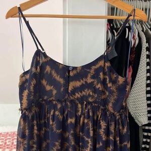 Navy and Gold Silky Short Dress